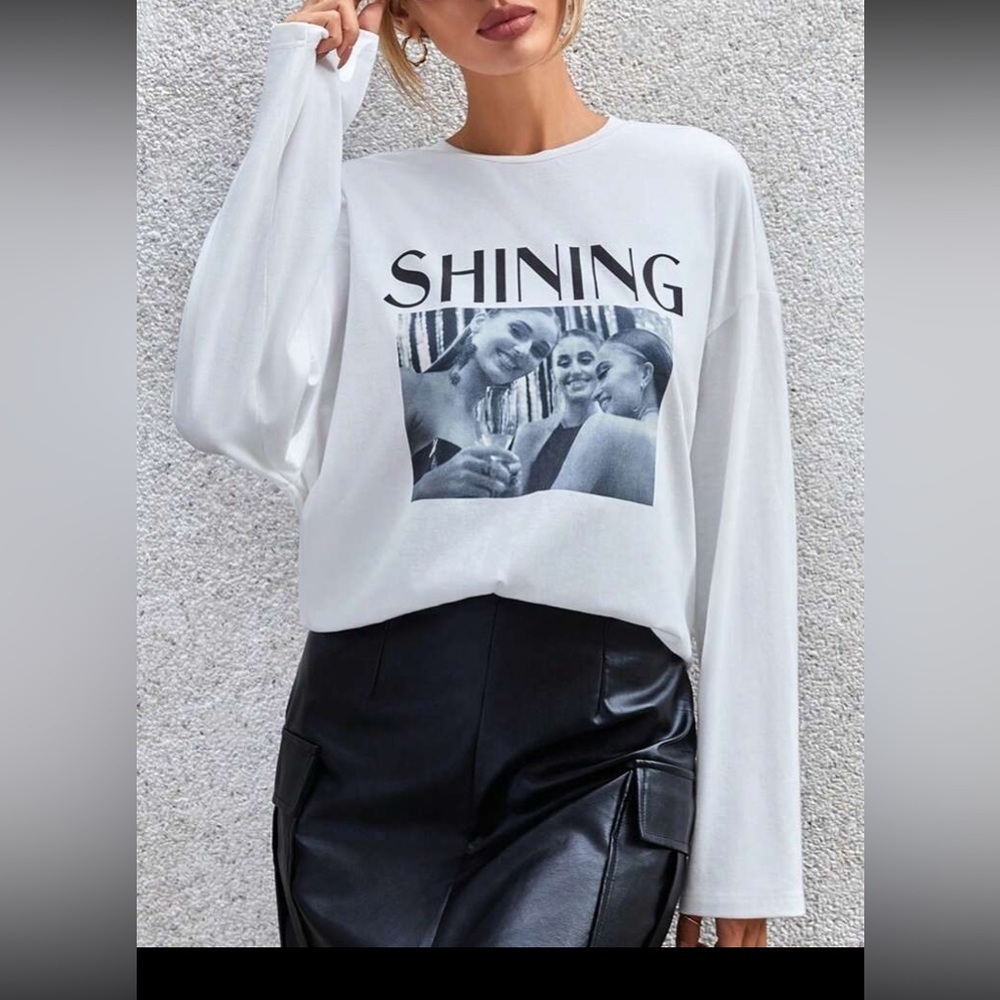SHEIN Essnce Letter Graphic Drop Shoulder Tee size XL